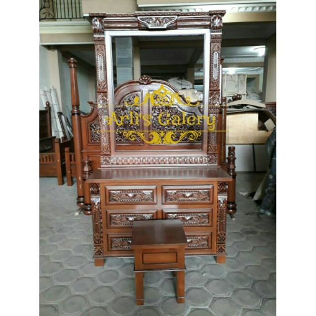 Jual Meja Rias Tolet Cermin Gebyok Full Laci Kayu Jati Furniture Jepara