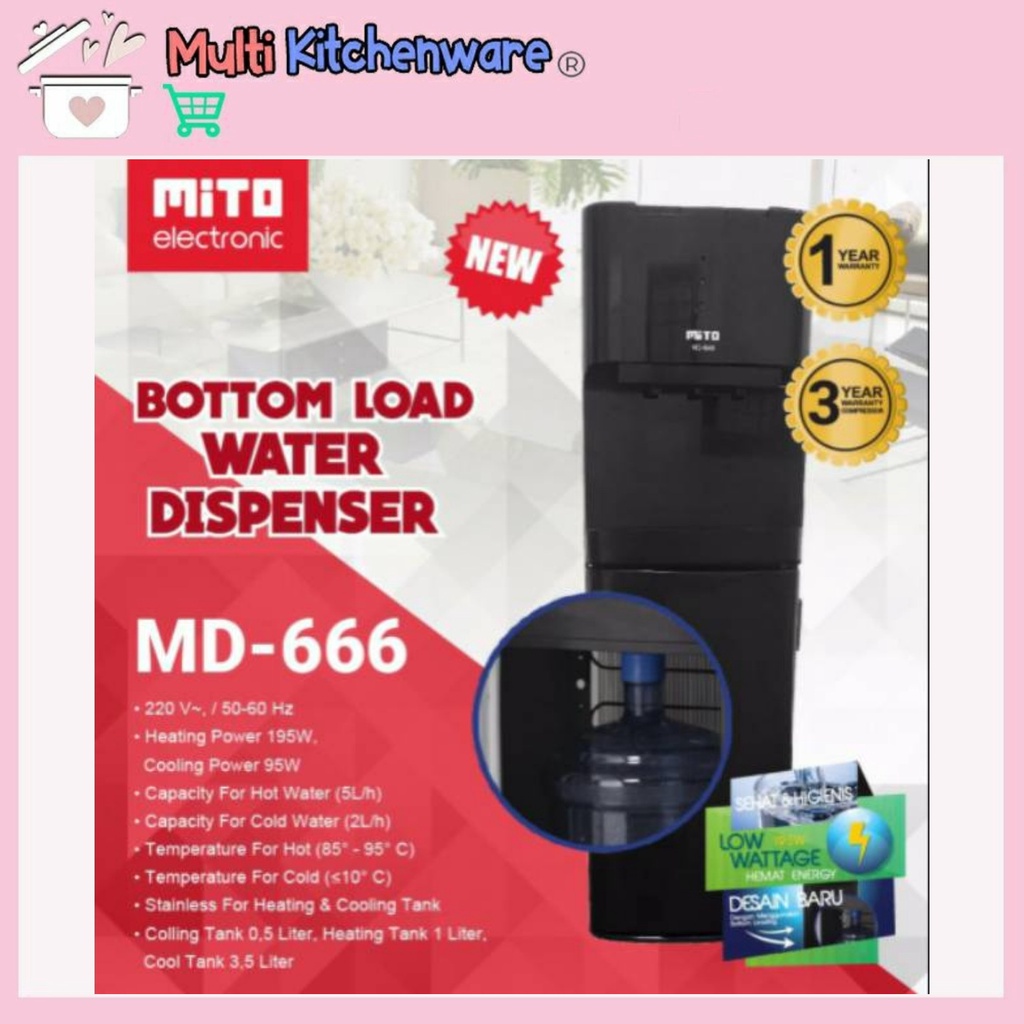 Jual Mito Dispenser Galon Bawah MD 666 Dispenser Mito Hot Cool