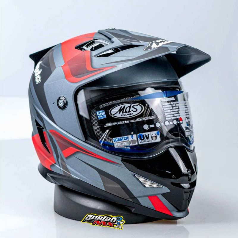 Jual Helm Mds Superpro Motif All Grey Matt Red Black Double Visor