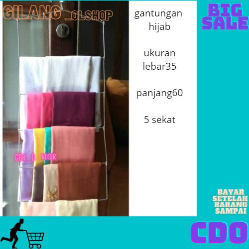 Jual Gantungan Jilbab Kawat Besi Tebal 5 Susun Hanger Organizer Hijab