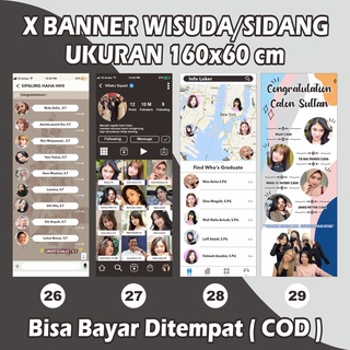 Jual Cetak Spanduk Wisuda Dengan Tiang X Banner Bahan Flexy Gsm