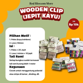 Jual Wooden Clip Jepit Kayu Jepit Foto Polaroid Polos Kayu Warna Warni