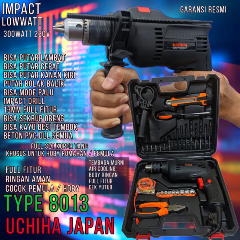 Jual Promo UCHIHA Type UC 8013 Bor 13mm Impcat Drill Tembok Besi Kayu