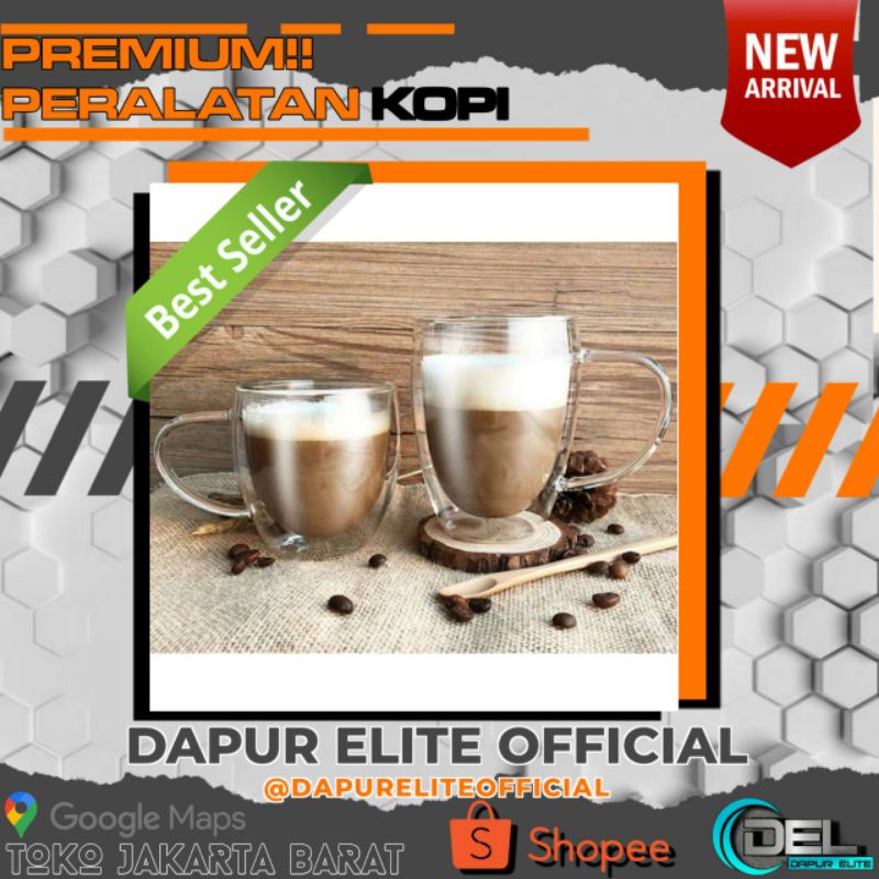 Jual Gelas Cangkir Kopi Anti Panas Double Wall Glass Round Series 350ml