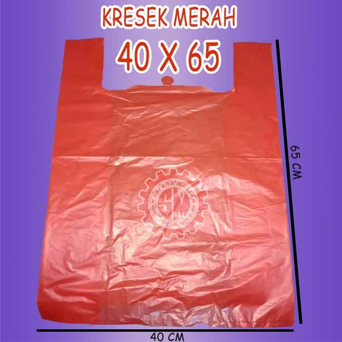 Jual KANTONG PLASTIK MERAH KRESEK MERAH JUMBO BESAR 40X65 CM Shopee