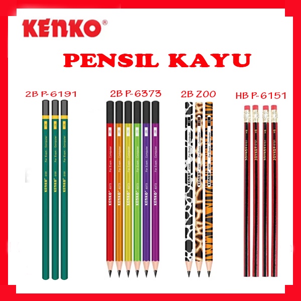 Jual Kenko Stationery Pensil B Hb Polos Motif Kayu Atk Murah Shopee