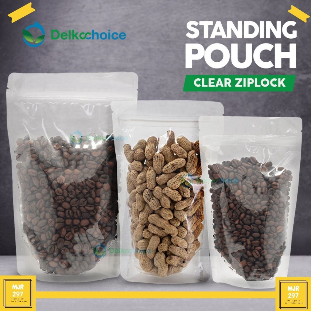 Jual STANDING POUCH KLIP PLASTIK KEMASAN MAKANAN ZIPLOCK CLEAR