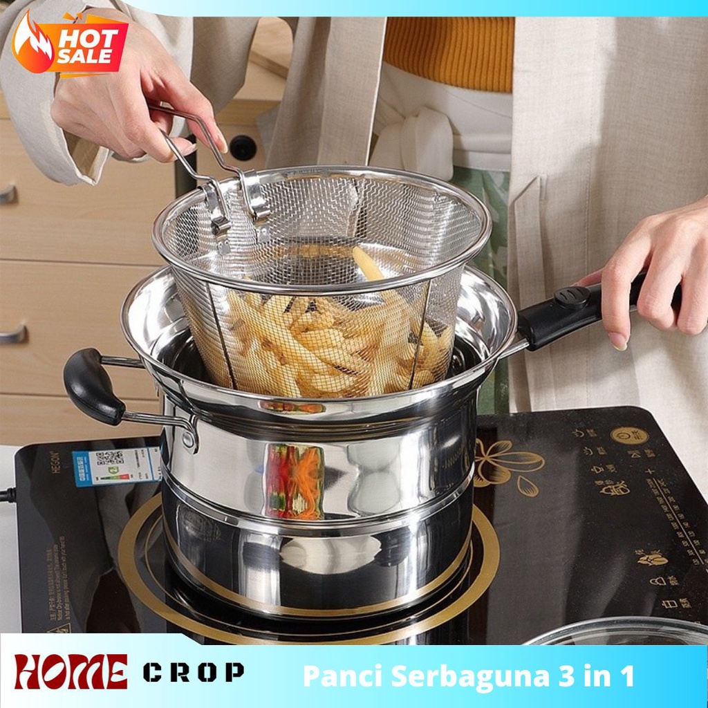 Jual Set Panci Stainless Steel Lengkap Serbaguna Deep Fryer