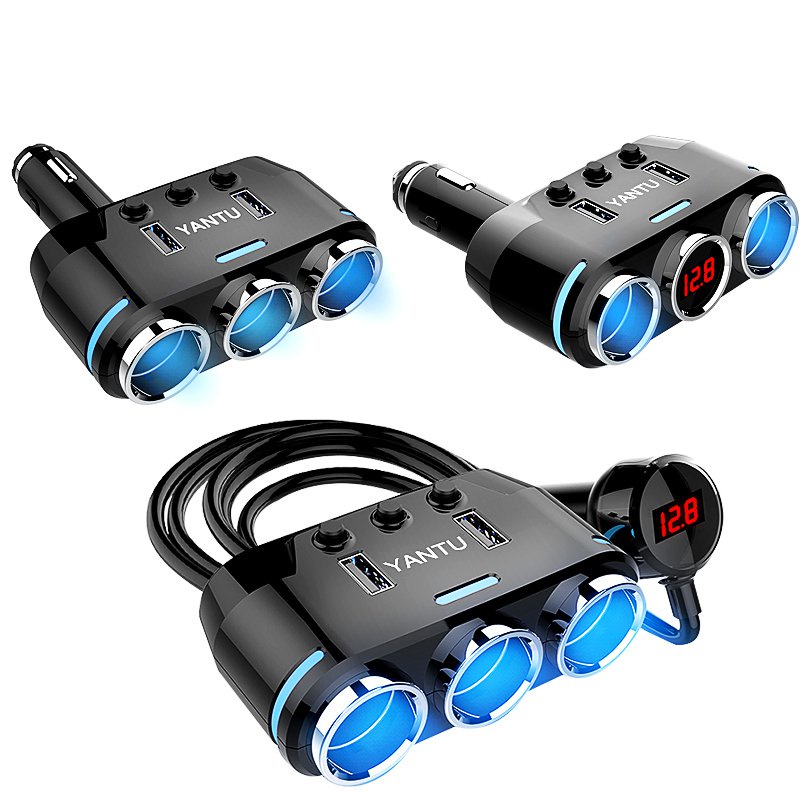 Jual YANTU Dual USB Port 3 Way Auto Car Cigarette Lighter Socket