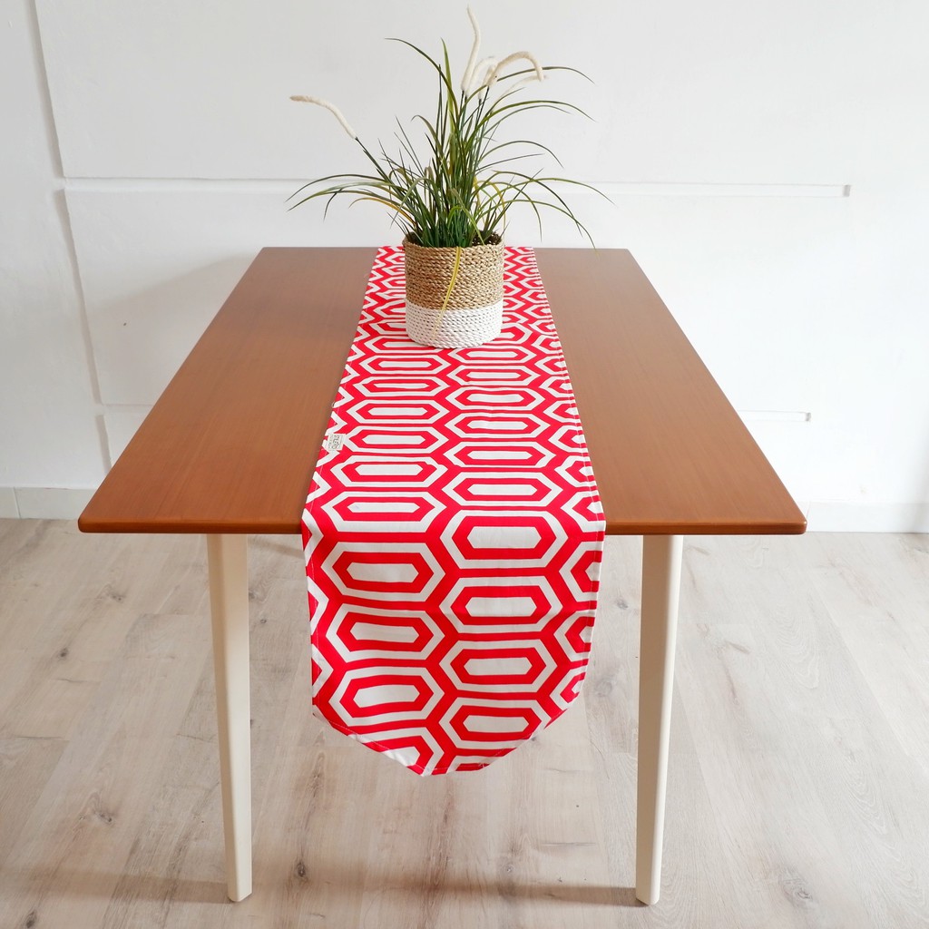 Jual Table Runner Panjang Turtle Merah Taplak Meja Makan Bed