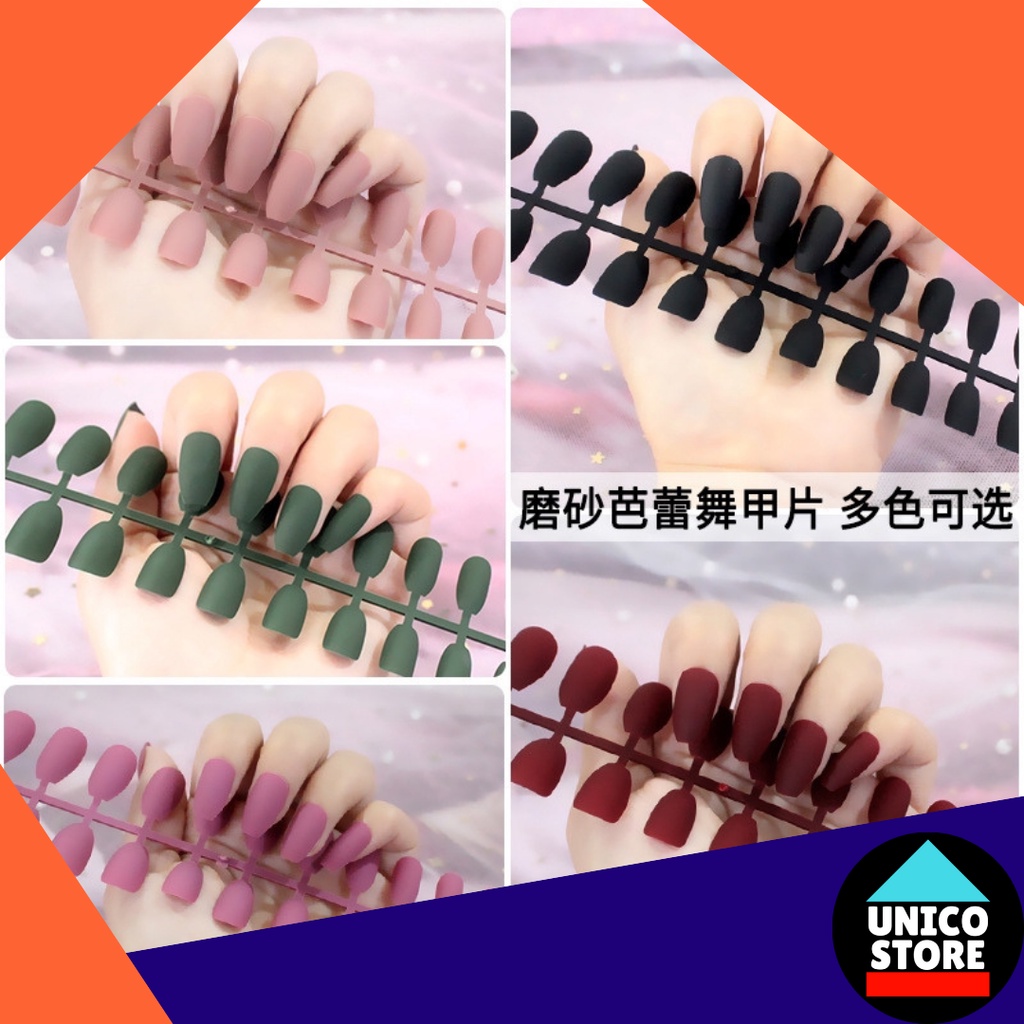 Jual KUKU PALSU Matte False Nail Art Nude Coffin Ballerina Drop Shaped