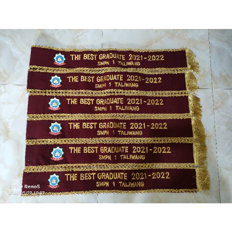 Jual Selempang Wisuda Bludru Renda Rumbai Baris Logo Bordir Nama