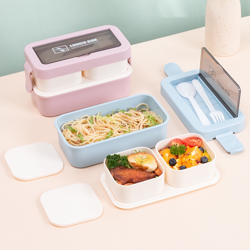 Jual Lunch Box Tebal Susun Free Sendok Garpu Tempat Makan Dengan