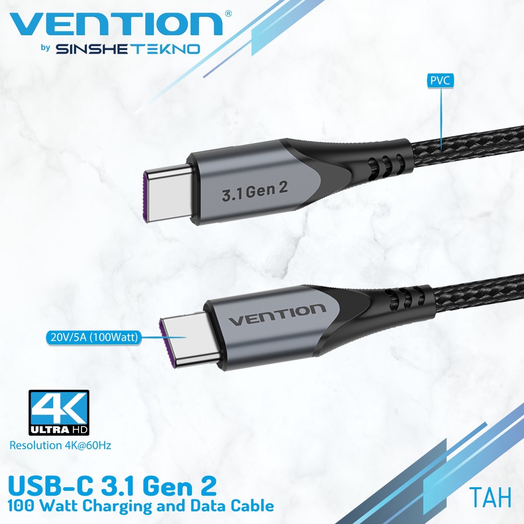 Jual Vention Kabel Data Usb Type C Thunderbolt Pd Power Delivery Male