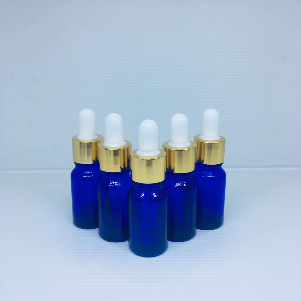 Jual Botol Kaca Pipet Ml Biru Tebal Ring Gold Karet Putih Shopee