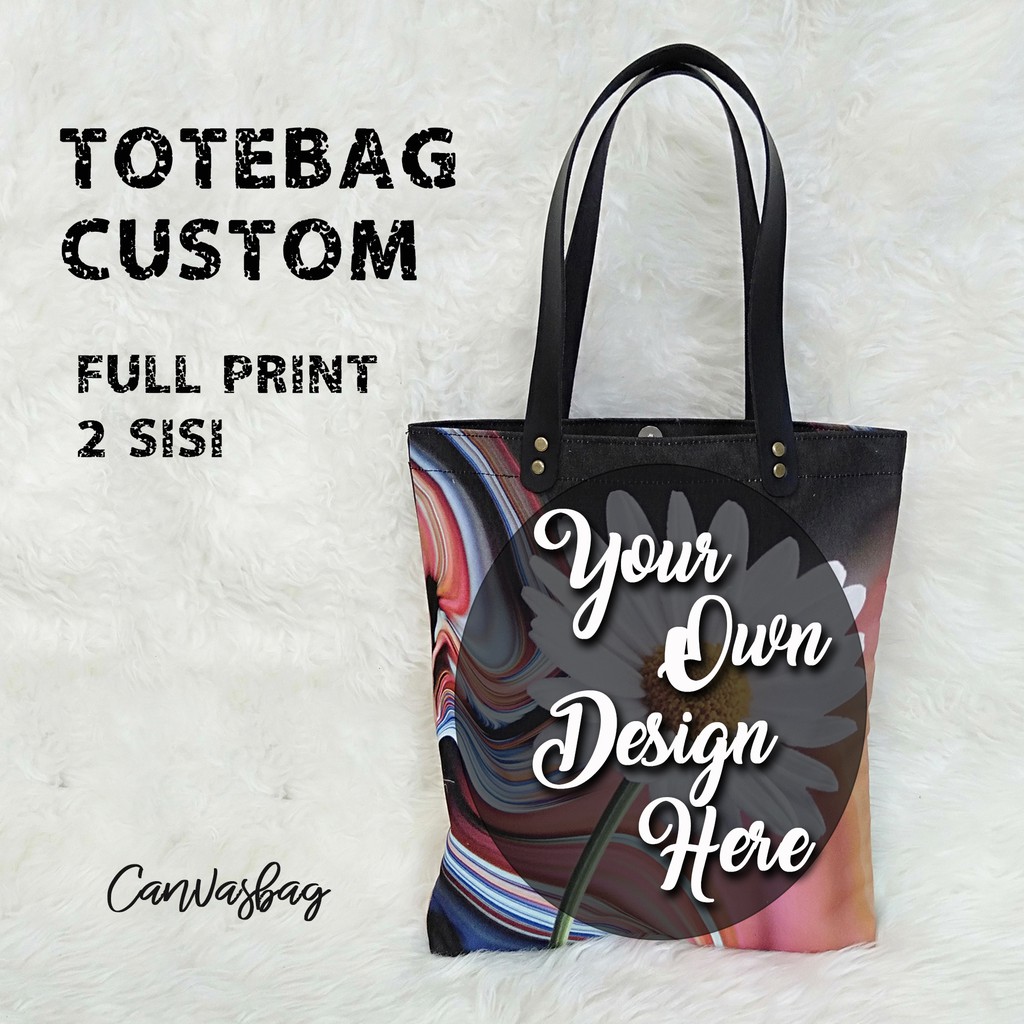 Jual Totebag Kanvas Custom Tote Bag Canvas Full Print Sublim Sisi