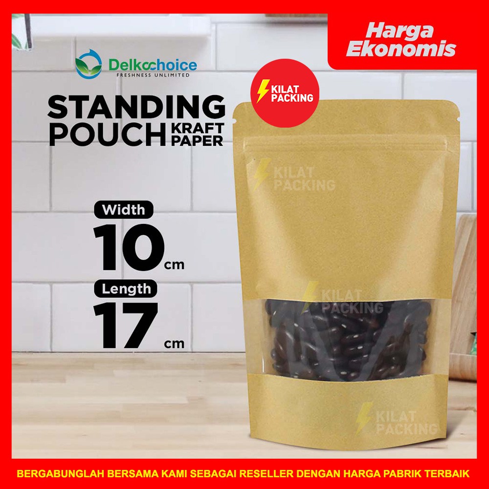 Jual STANDING POUCH KRAFT PAPER COKLAT WINDOW VARIAN EKONOMIS PLASTIK