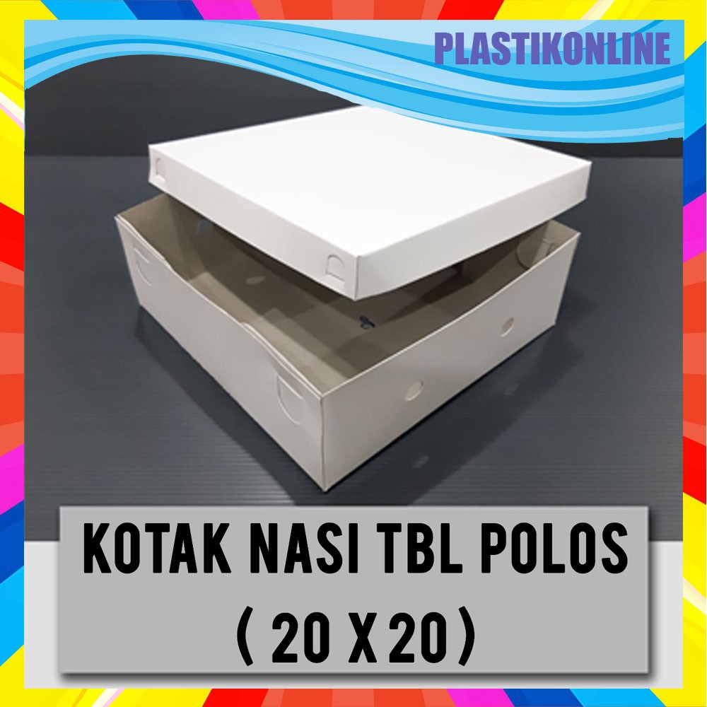 Jual Dus Nasi Kotak Putih Polos 20x20 Box Snack Dus Cemilan Box Fried