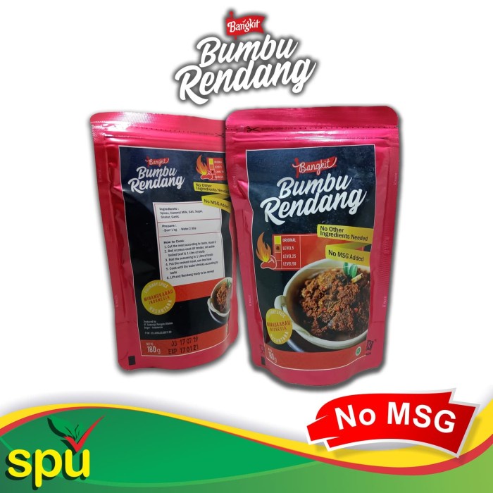 Jual Bumbu Rendang Bangkit Khas Minangkabau Bumbu Masak Instant Non