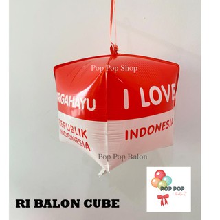 Jual Balon Foil Dirgahayu Kubus Cube Hiasan Hut Ri Merah Putih