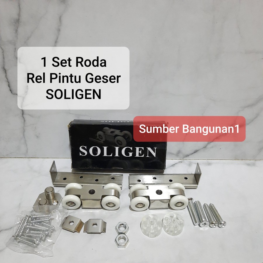 Jual Roda Rel Pintu Geser SOLIGEN J3 J4 Satu Set Sliding Dorong Gantung