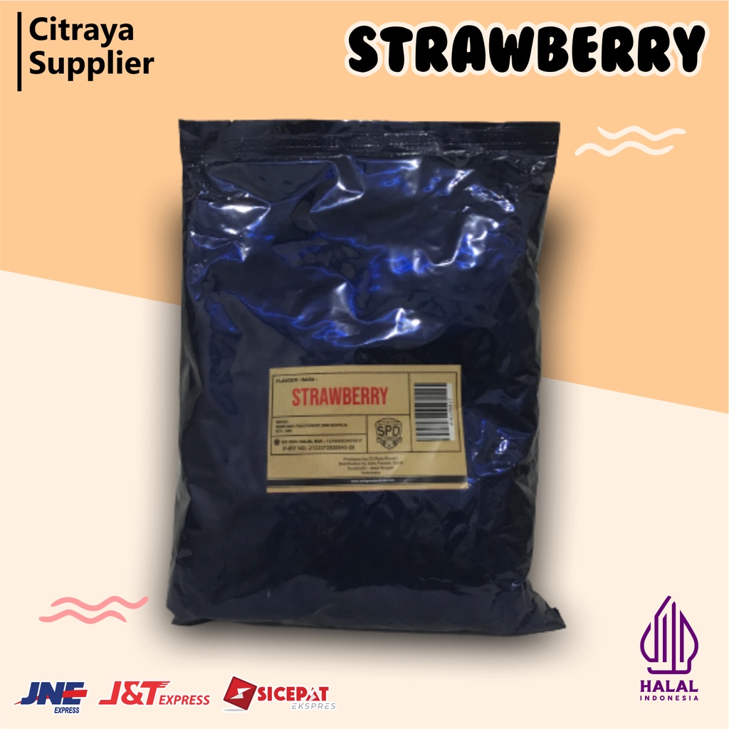 Jual BUBUK MINUMAN RASA STRAWBERRY BUBUK STRAWBERRY SERBUK MINUMAN