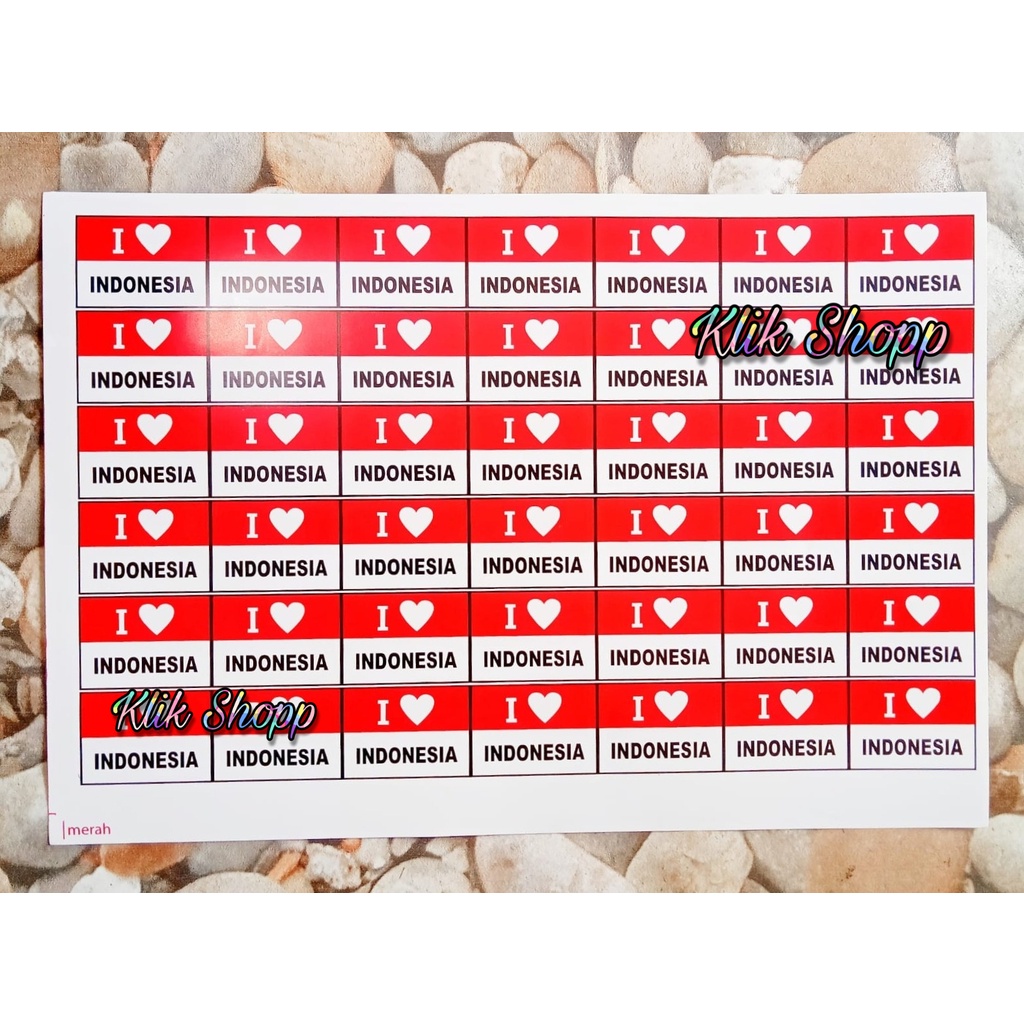 Jual Stiker Pipi Merah Putih I Love Indonesia Stiker Merah Putih