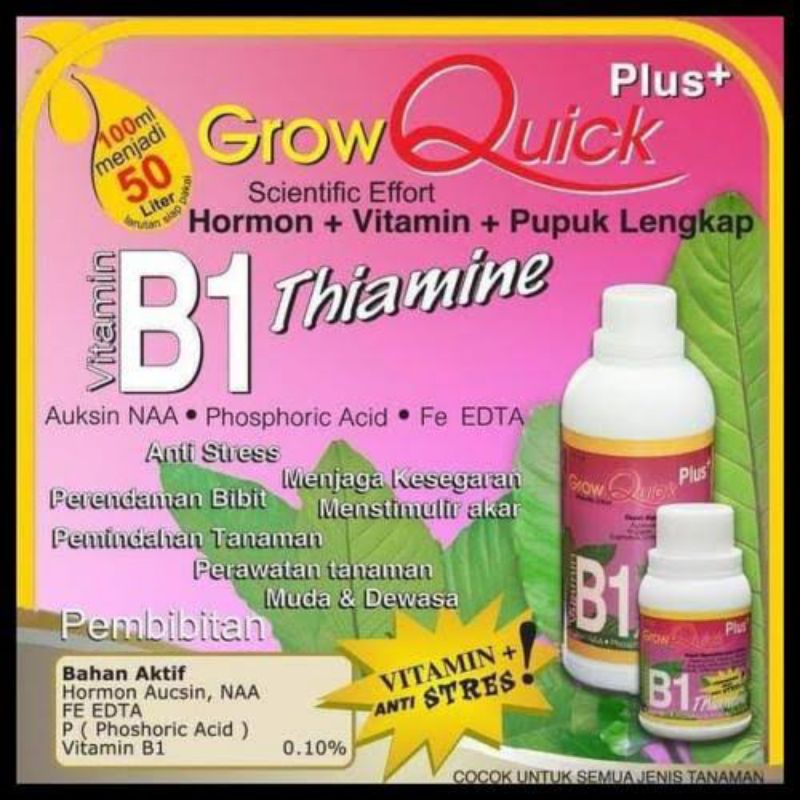 Jual PUPUK CAIR ANTI STRES B1 THIAMINE GROW QUICK PLUS 100ML Shopee