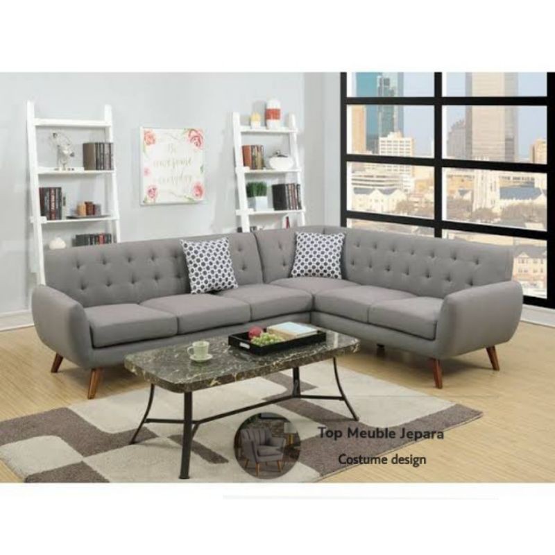 Jual Kursi Sofa Retro Sudut Abu Abu Kursi Tamu Minimalis Jati Kursi