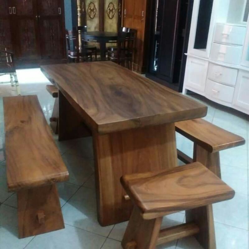 Jual Meja Makan Sate Kayu Trembesi Kayu Meh Kayu Suar Solid Tanpa