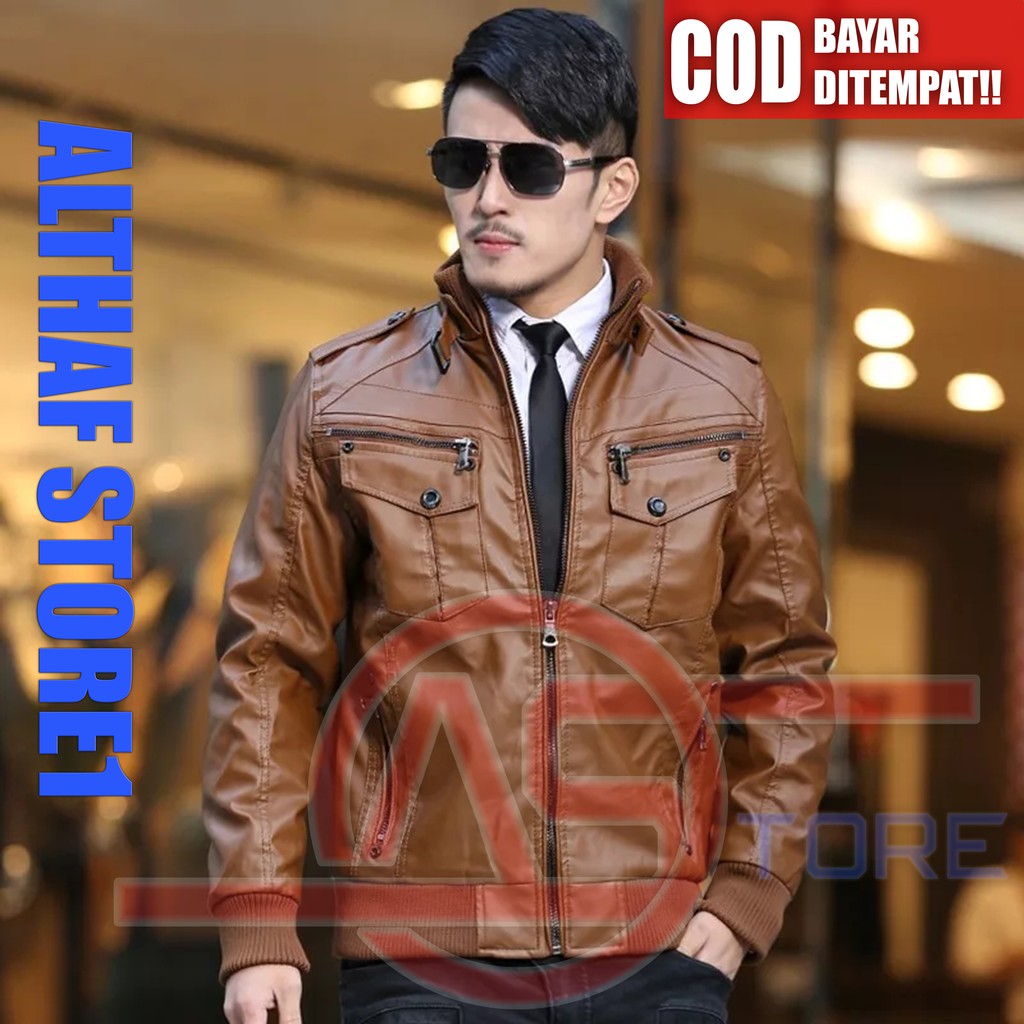 Jual New Premium Jaket Kulit Pria Elegant Brownie Arl Silverstone Rfla