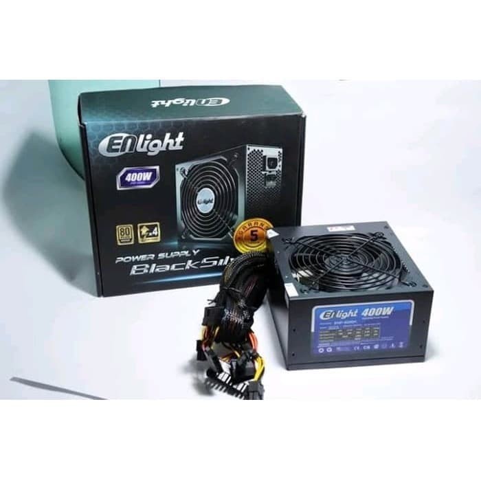 Jual POWER SUPPLY ENLIGHT 400W 80 BRONZE 20 4PIN BLACK SILVER POWER