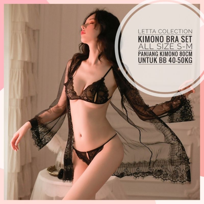 Jual Letta Lingerie Kimono Sexy Lingerie Bra Set Transparan Lingeri