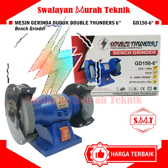 Jual MESIN GERINDA DUDUK 6inch DOUBLE THUNDERS GD150 6 BENCH GRINDER 6