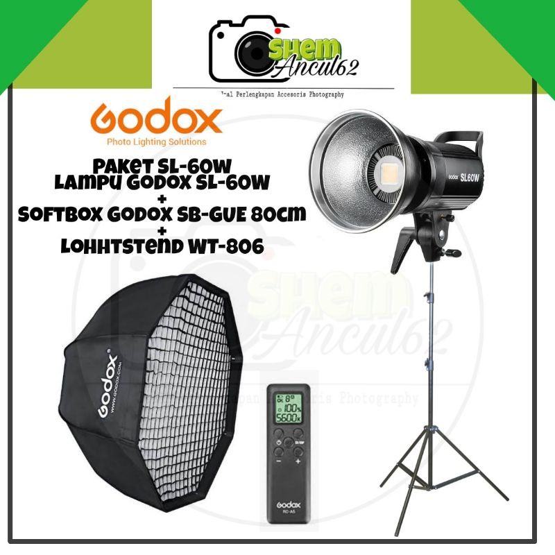 Jual Paket Lampu Studio Godox SL 60W Sl60w Plus Softbox Octagon SB GUE