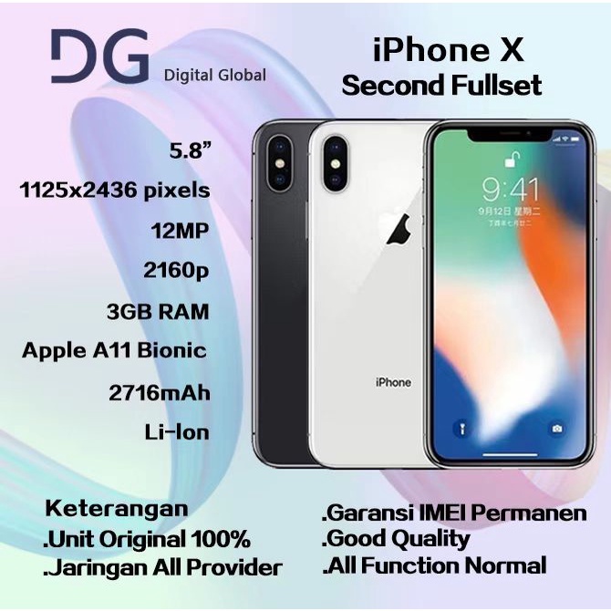 Jual IPhone X 256G 64G Bekas Fullset Mulus 100 Original IPhone X 256GB