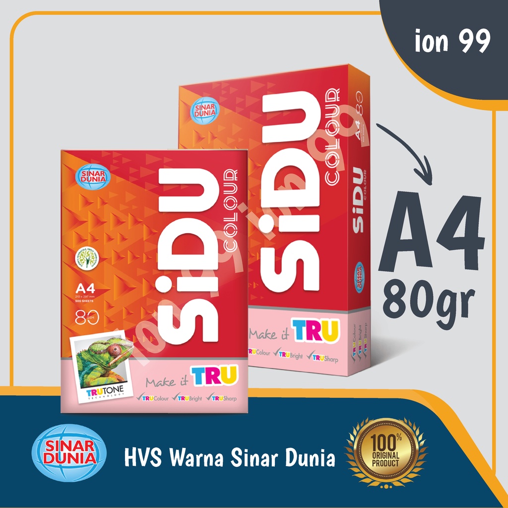 Jual Kertas HVS Warna 80gr Sinar Dunia SiDu A4 Shopee Indonesia