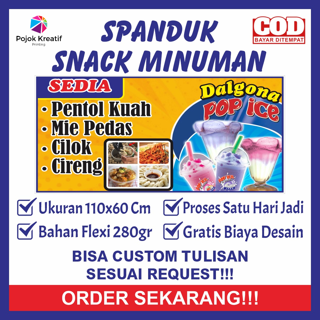 Jual Banner Spanduk Sepanduk Backdrop Plang Poster Usaha Minuman Pentol