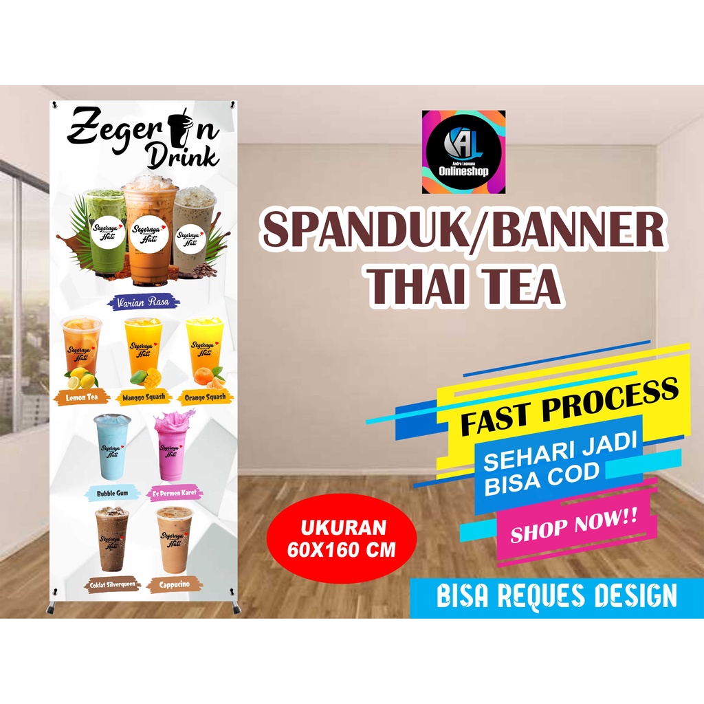 Jual Spanduk Banner Berdiri Thai Tea Zegerin Drink Shopee Indonesia