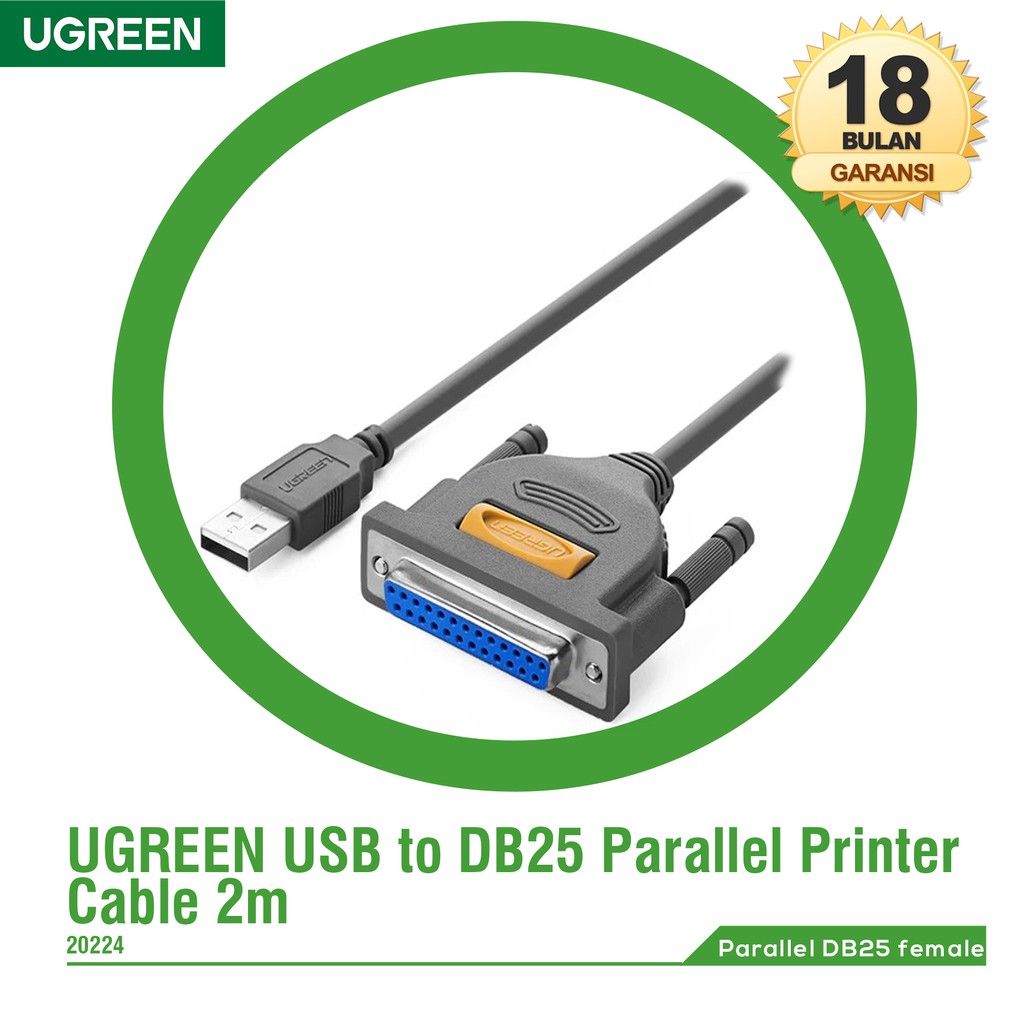 UGREEN USB To DB25 Parallel Printer Cable 2m Shopee Indonesia