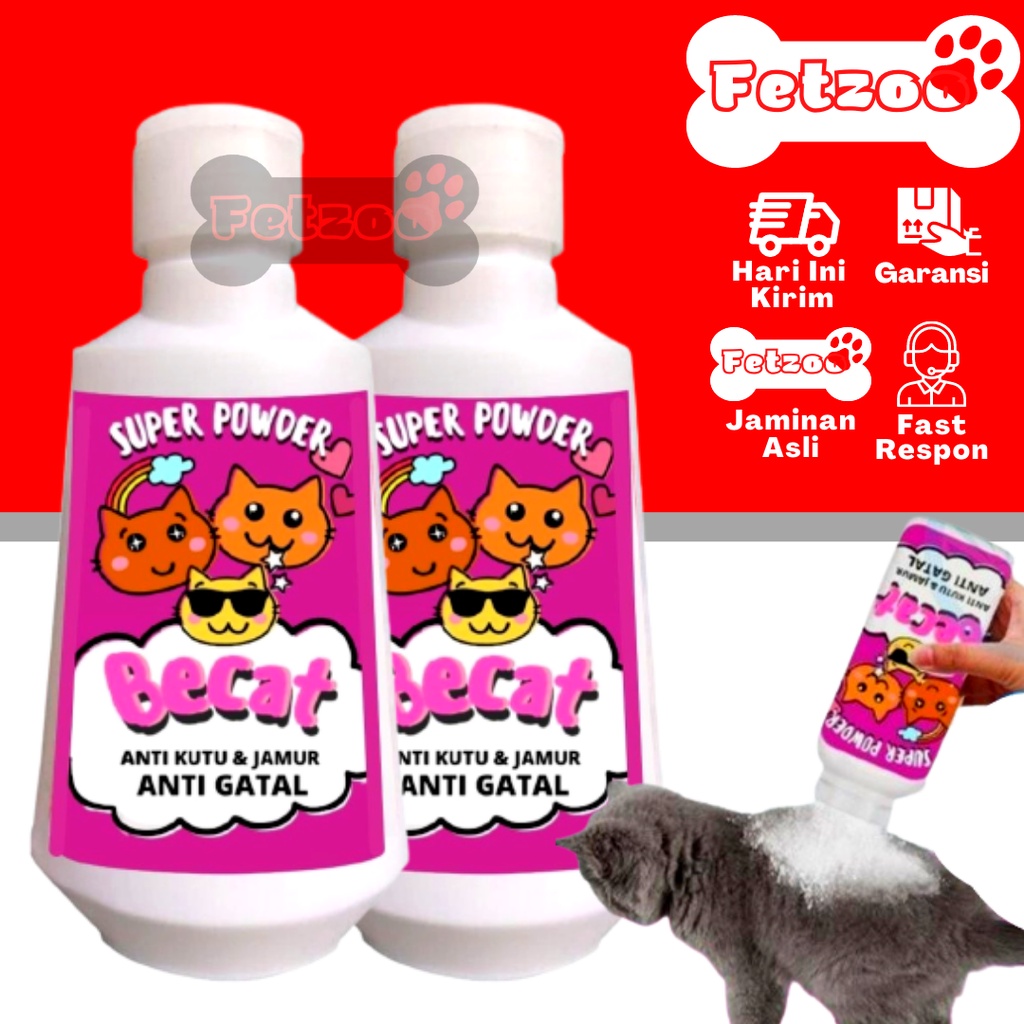 Jual Bedak Obat Anti Kutu Jamur Scabies Grooming Kucing Kitten BECAT