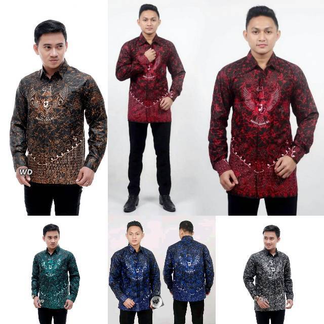 Jual Batik Pria Motif Garuda Indonesia Merah Putih M L Xl Original