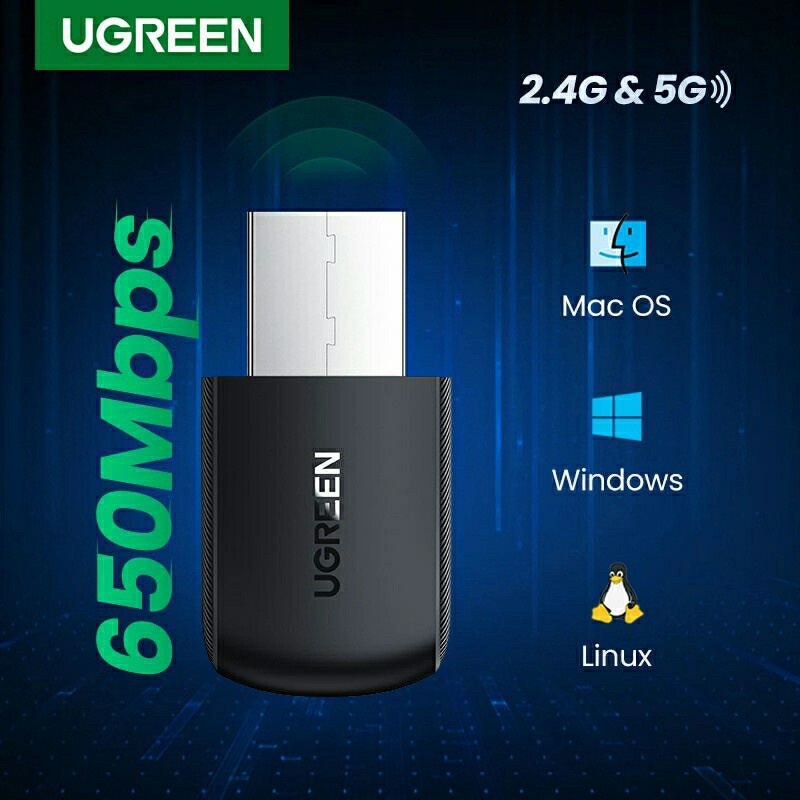 Jual Ugreen AC650 11AC Dual Band Wireless USB WIFI Adapter 20204 CM448