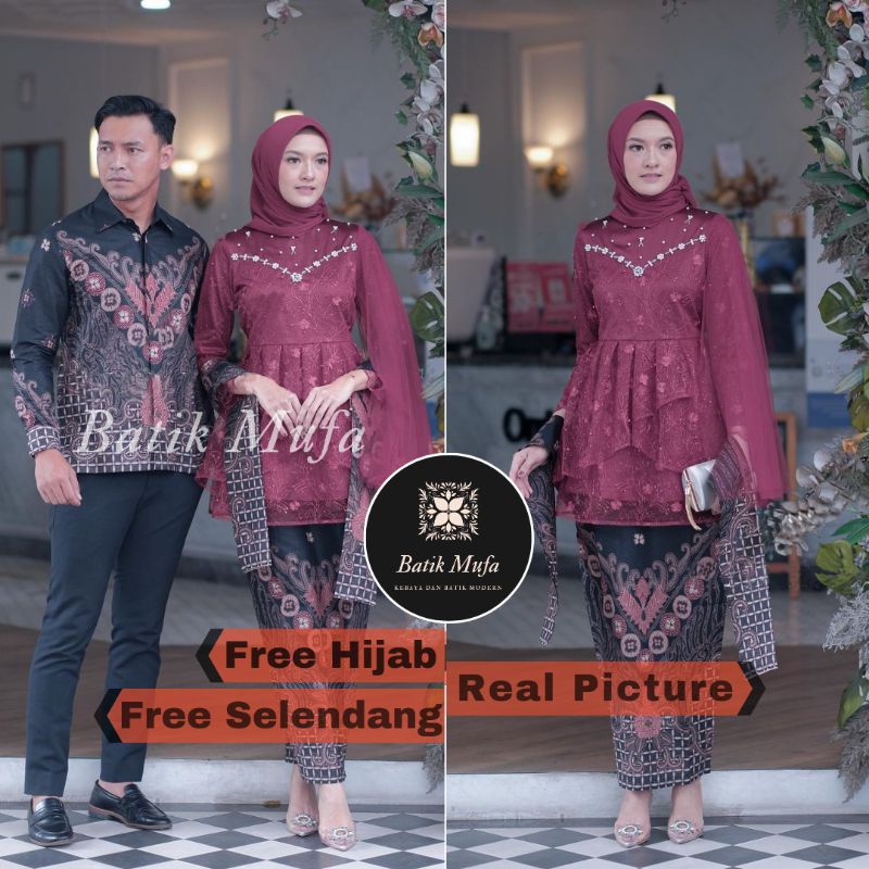 Jual Kebaya Couple Meyca Maroon Kebaya Modern Kebaya Tunangan Kebaya