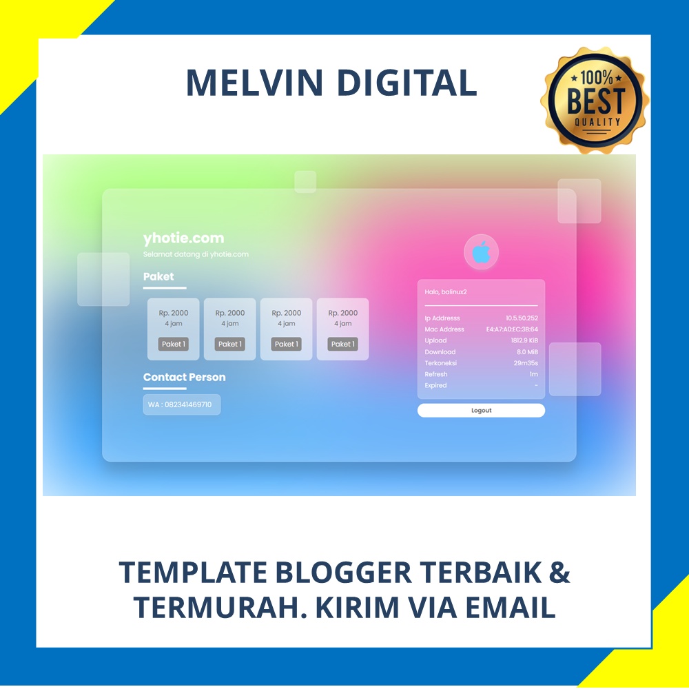 Jual Template Login Page Hospot Mikrotik Glassmorphism Blogger