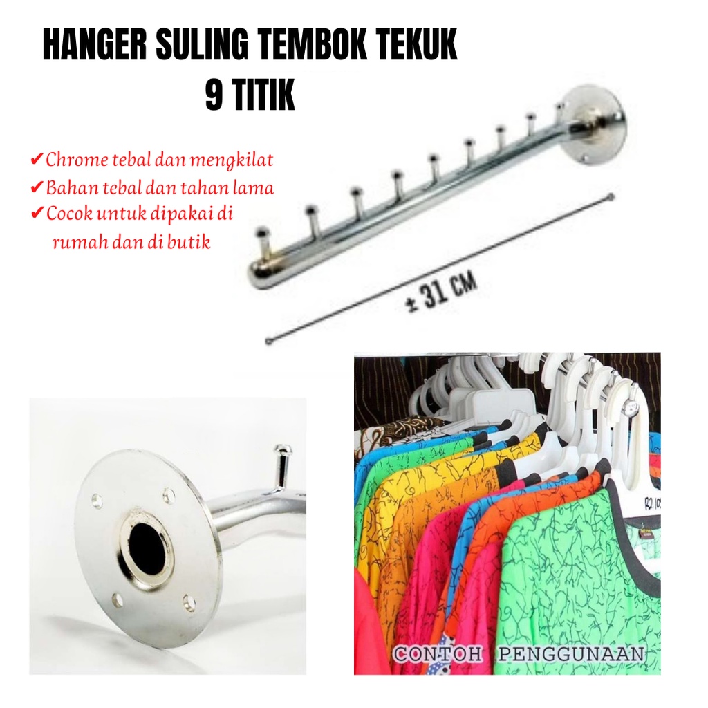 Jual Promo Gantungan Baju Suling Tempel Tembok Titik Paku