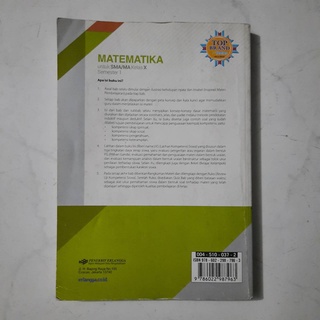 Jual Buku Matematika Wajib Semester Sma Kelas X A Erlangga Ori