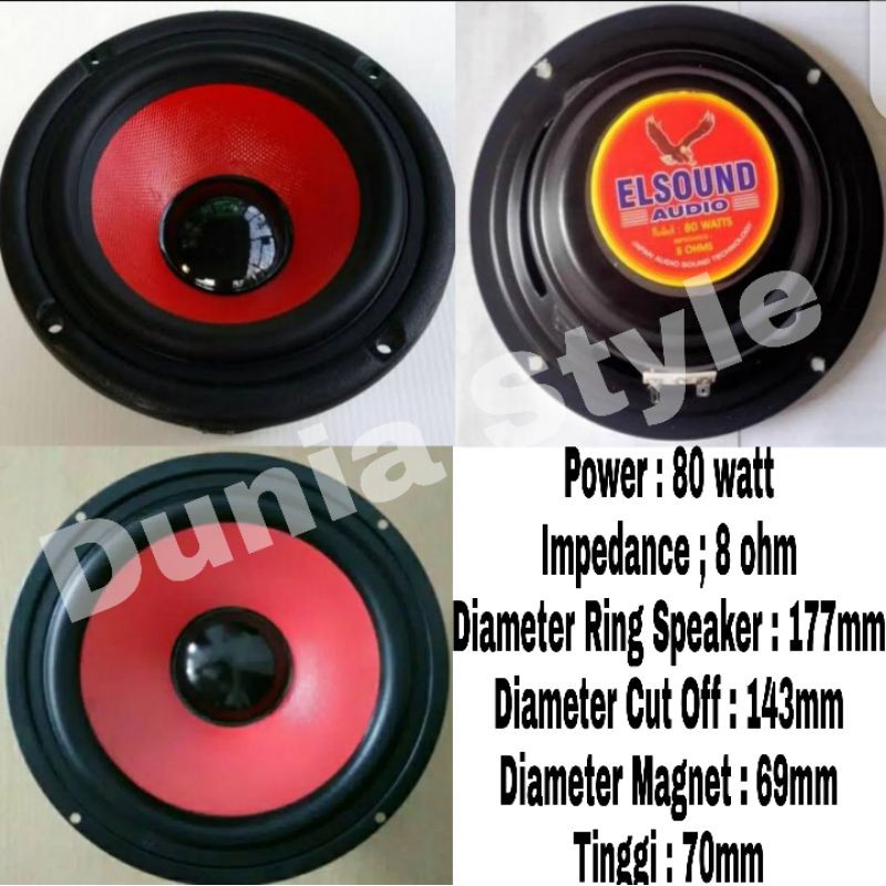 Jual Speaker Elsound 6 Inch Woofer Merah Shopee Indonesia