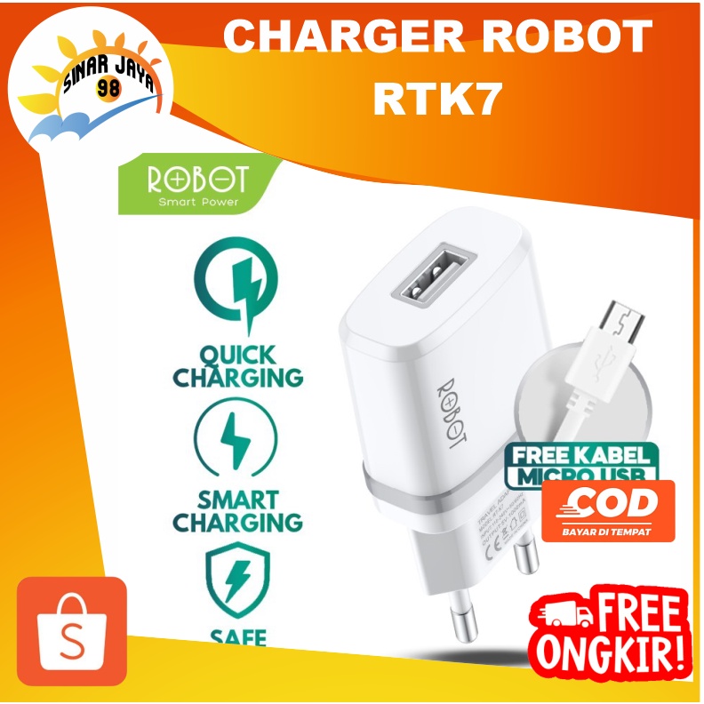 Jual ROBOT RT K7 Quick Charge Output 5V 1A Fireproof Charger CASAN RT