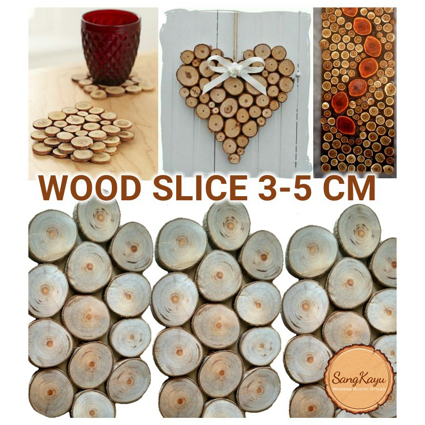 Jual Wood Slice 3 5 Cm Slices Chips Potongan Kayu Log Wooden Craft